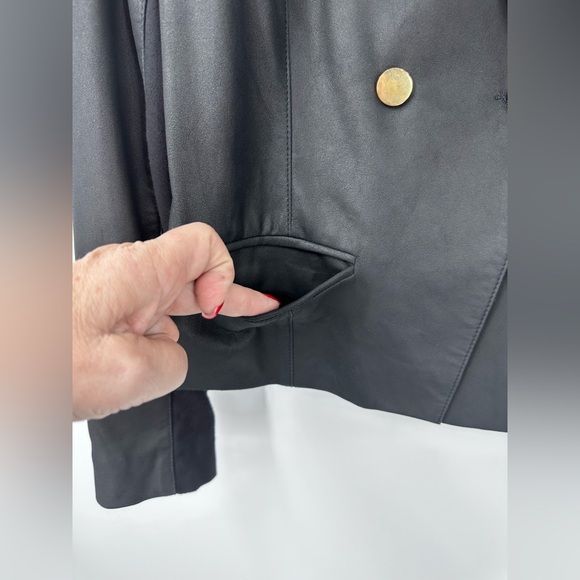 Savi Lamb Leather Blazer Nappalon Double Breasted Coat Womens Medium | P112 - Picture 2 of 9